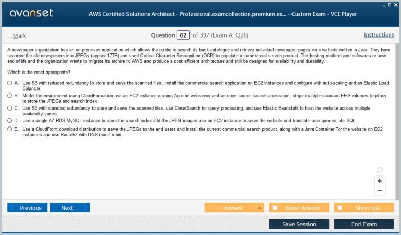 AWS Certified Solutions Architect - Professional Premium VCE Screenshot #3